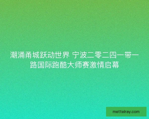潮涌甬城跃动世界 宁波二零二四一带一路国际跑酷大师赛激情启幕